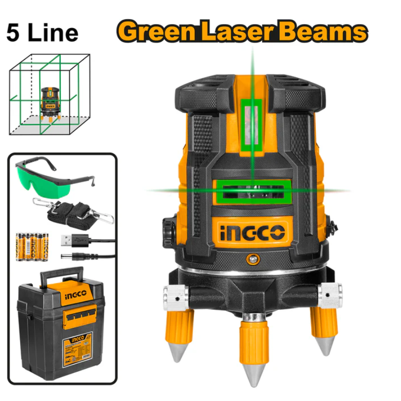 تراز لیزری 5 خط سبز اینکو مدل HLL305205