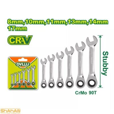 ست آچار یکسر جغجغه کوتاه 6 عددی دایلو مدل DTSP6406