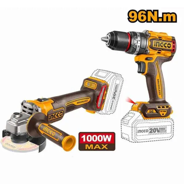 پک ابزار شارژی 2 عددی دریل و فرز 20 ولت اینکو مدل COSLI241298 - تصویر 2