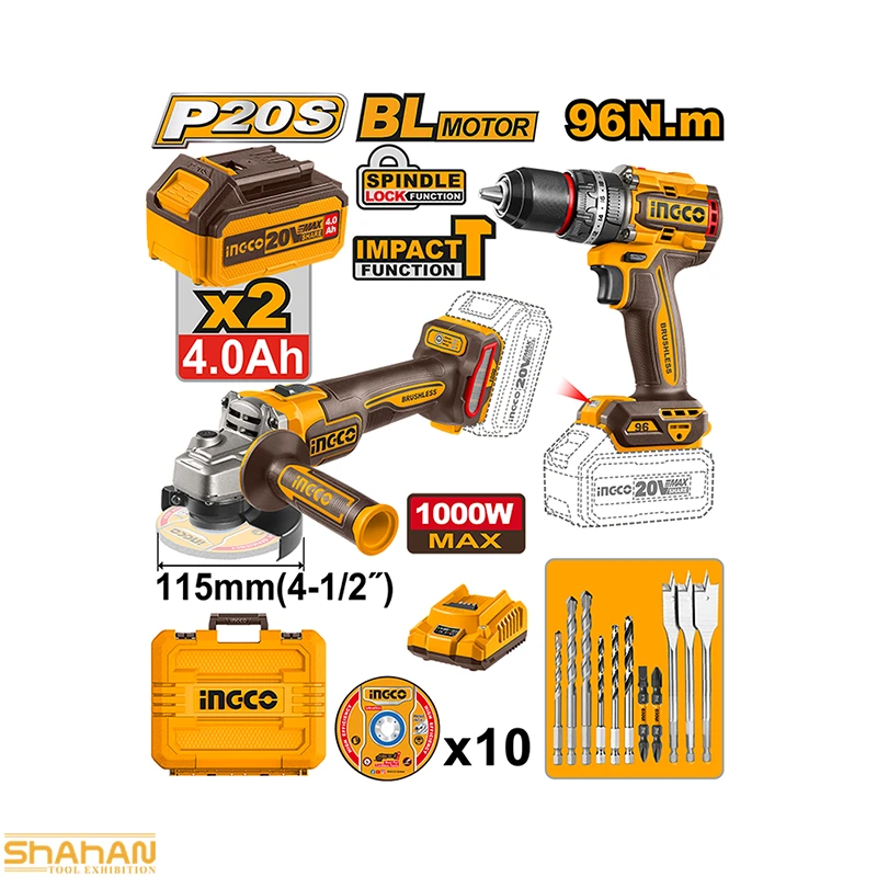 COSLI241298 پک ابزار شارژی 2 عددی دریل و فرز 20 ولت اینکو مدل COSLI241298 - تصویر 1
