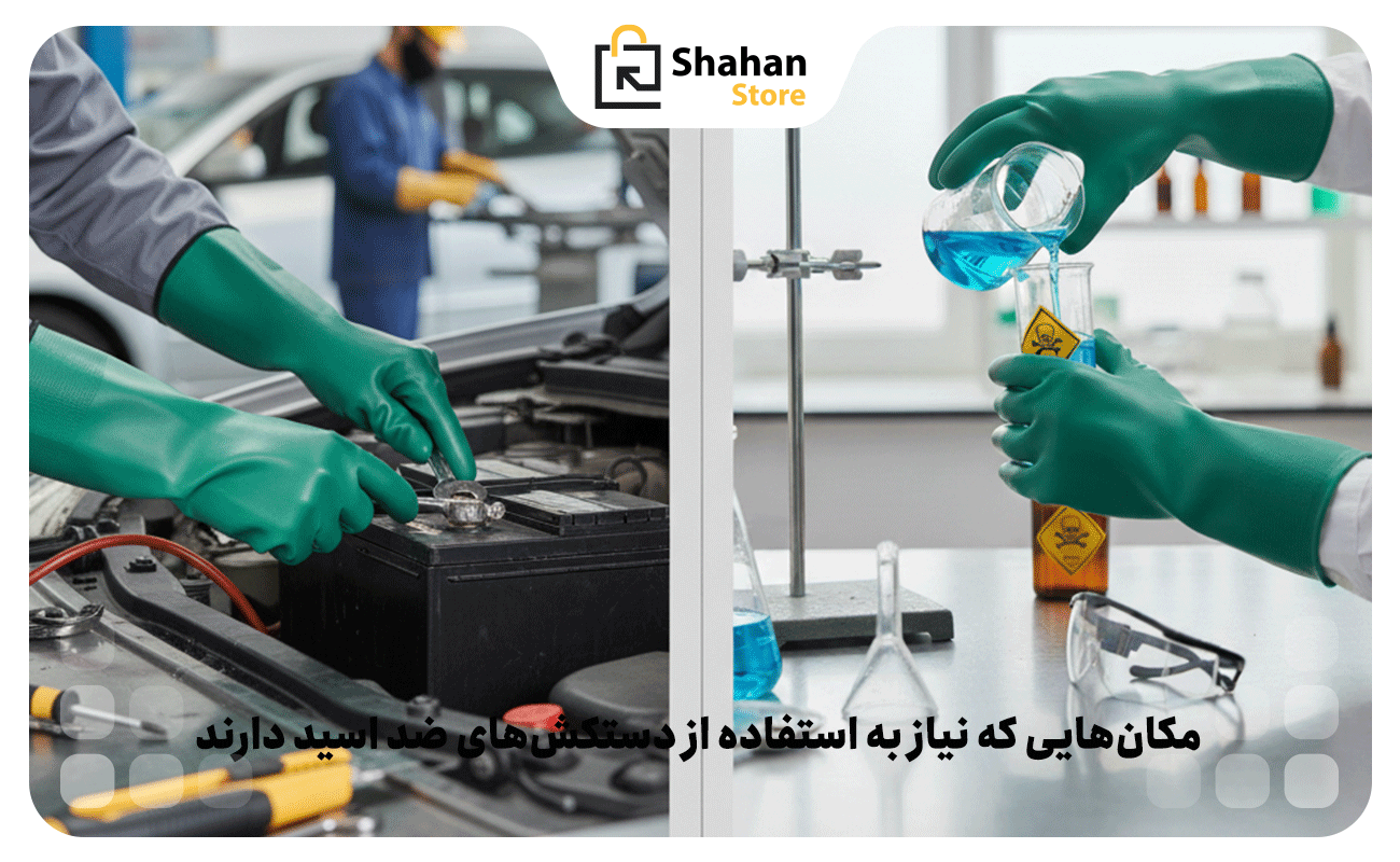 مکان‌هایی که نیاز به استفاده از دستکش‌های ضد اسید دارند