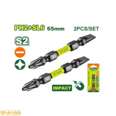 خرید ست 2 عددی سر پیچ گوشتی دو سر PH2 چهارسو و تخت 65 میلی متر S2 دایلو مدل DTSV3K63