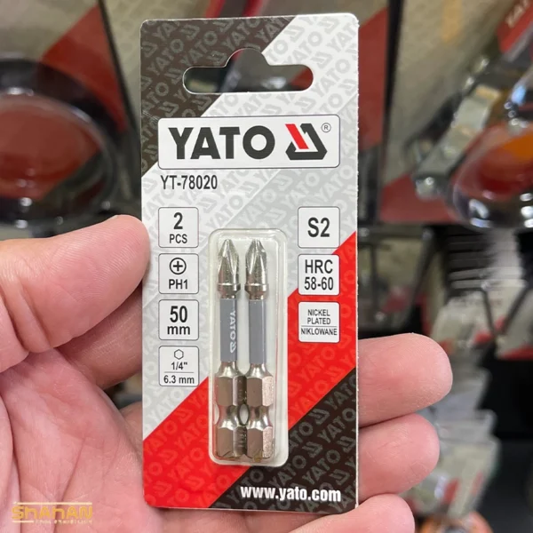 بیت 2عددی سر پیچ‌گوشتی یاتو مدل YT-78020 (سایز PH1 - طول ۵۰ میلی‌متر) - تصویر 3